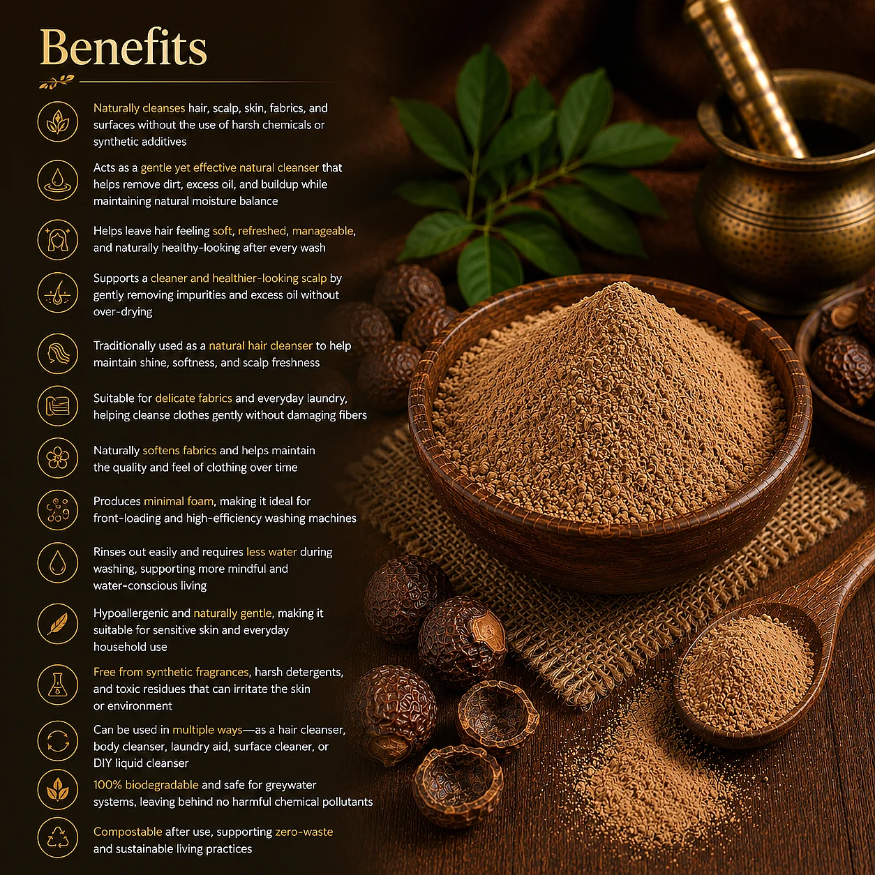 Soap Nuts (Reetha) Powder - 100g - Image 2